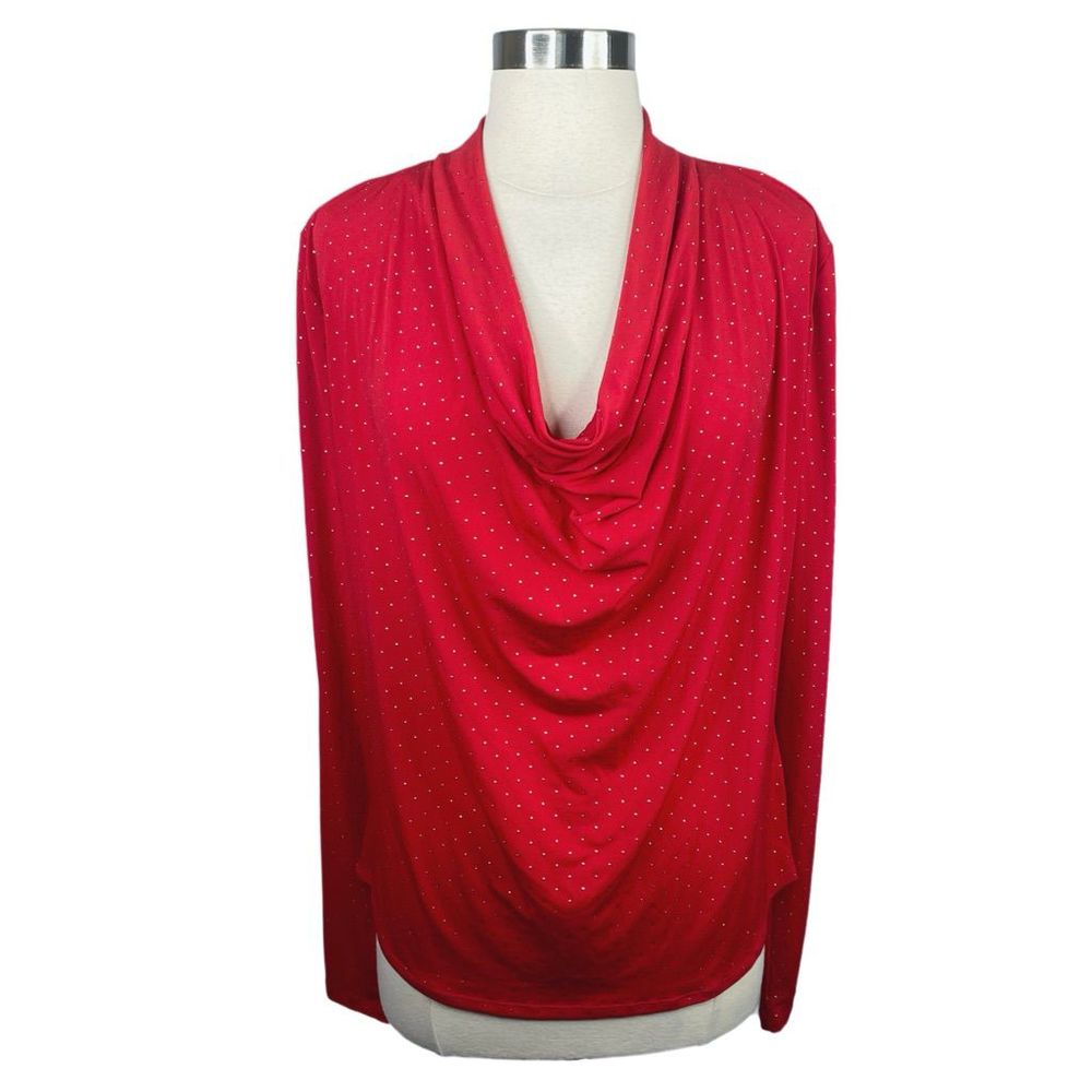 MICHAEL | Michael Kors Red Cowl Neck Studded  Blouse - Size Small